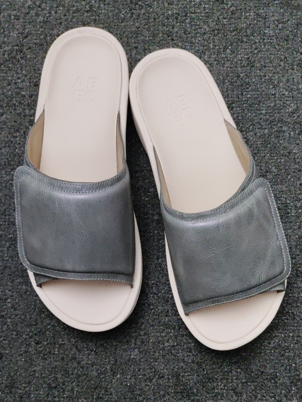 Abeo "Paige" Women's Gray Leather Slide Sandals
